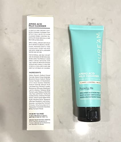 Pure'am - Gentle Face Wash With Amino Acid, Salicylic Acid Facial Cleanser, Clarifying Foaming Facial Cleanser For Deep Pore Cleaning, Ph Balancing, And Oil Control, 1.69 Fl.oz, 50Ml #TOP6