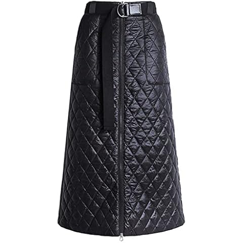 Lifup Women Lightweight Puffer Skirt Warm Quilted Skirt Zip Front High Waist Long Skirt Black XX-Large Cover