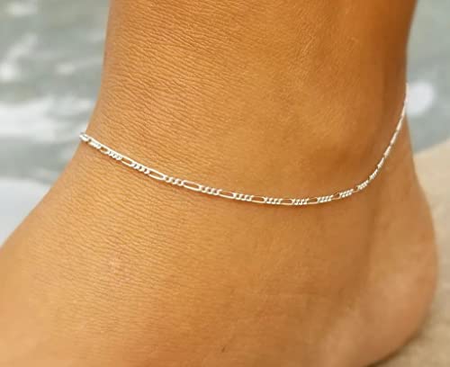 925 Sterling Silver Anklets For Women, Ankle Bracelets For Women, Basic Chain Link Anklets For Women, Rope Chain, Curb Chain, Figaro Chain #TOP2