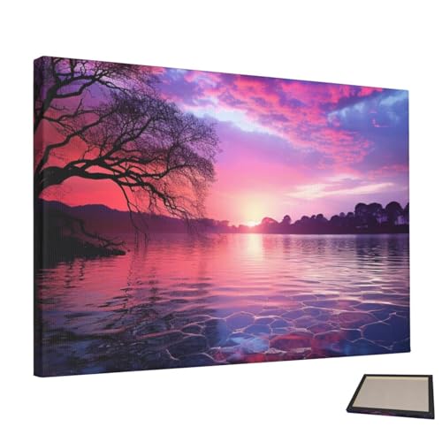 Toile coucher de soleil violet pour salon | Décoration murale moderne