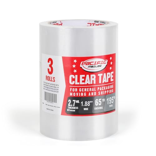 Pacific Mailer Heavy Duty Packing Tape, 3 Rolls