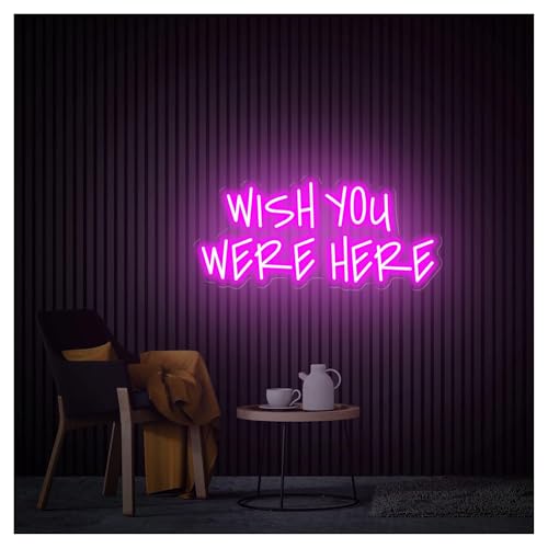 Lámpara de señalización Letrero De Neón Wish You Were Here, Ideal Para Decorar Paredes Del Hogar, Con Luz Regulable 21cmx45cm(UN)