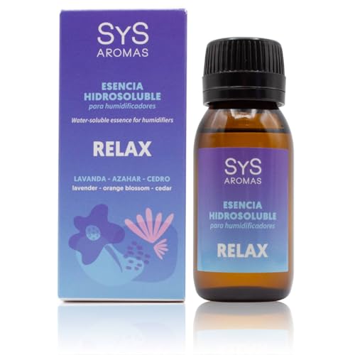 Esencia Hidrosoluble Relax 50ml Humidificador SYS Aromas. Notas Dulces y Florales. con Lavanda, Azahar y Cedro. Uso en Humidificadores y Difusores para el Hogar. Fragancia Duradera.