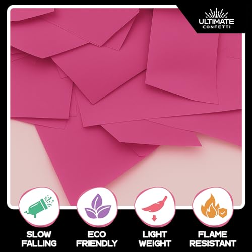 Image of Ultimate Confetti Rectangular Fuchsia Pink Paper Confetti - 1 lb