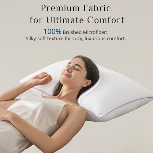 Image of JOLLYVOGUE Pillows Queen Size Set of 4, Washable Supportive Firm Bed Pillows with Oeko-Tex Certified Soft Down Alternative Fill, Luxury Hotel Quality for Side, Back, and Stomach Sleepers