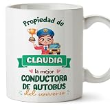MUGFFINS Tazas Personalizadas para CONDUCTORA DE AUTOBÚS mujer - En Español - Propiedad de - 11 oz / 330 ml - Regalo Personalizable original y divertido