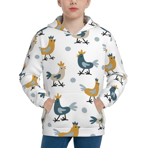 Farm Roosters Kids Pullover Hoodies Boys Sweatshirts Girls Athletic Clothes with Pocket