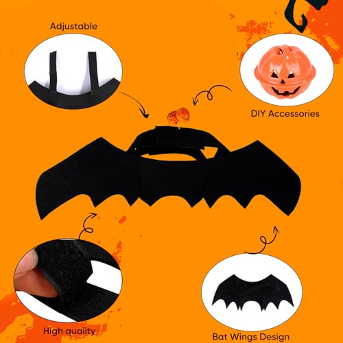Katze Fledermaus Kostüm - Einstellbares Katzenkostüm Cosplay Dekoration Halloween Fledermaus Haustierkleidung mit Fledermausflügeln für Hund Katze Schwarz Halloween Party Cosplay Haustierkostüm