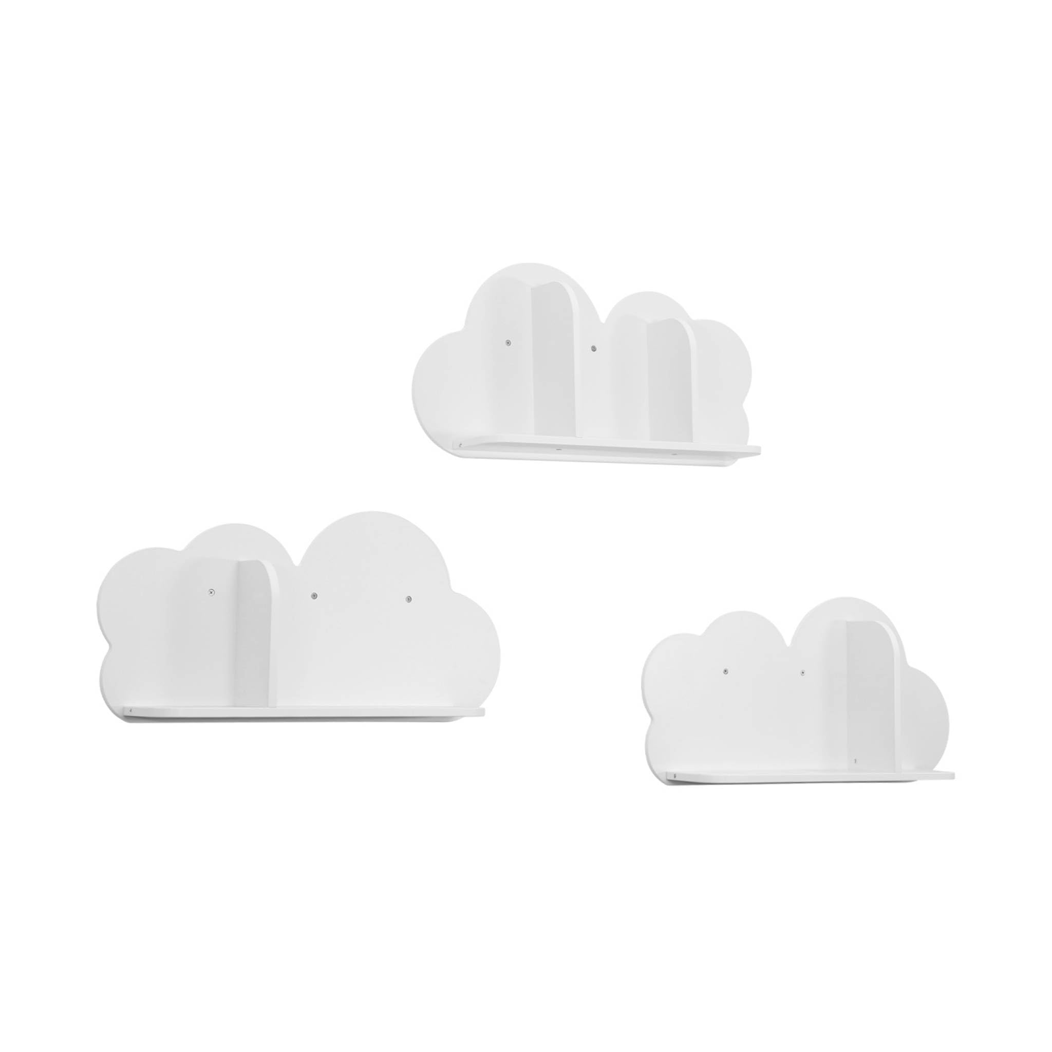 Sweeek Estantería de pared nube para dormitorio infantil Nephos Blanco 34.5x12x23.5 cm Set de 3