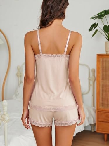 Image of Avidlove Women Cami Pajama Set Modal Sleepwear Lace Trim Short PJ Set with Shorts