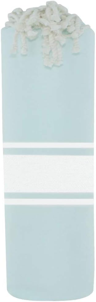 Fouta Beach Towel Green Cotton and White Stripes
