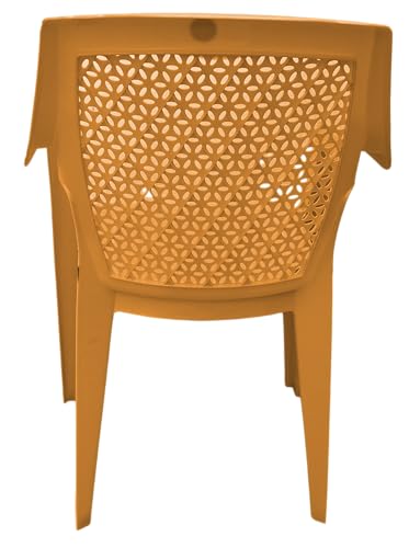 Image of SkyGlamour Cello Sonet Plastic Arm Chair Garden, Home, Living Room, Indoor and Outdoor(Colour: Amber Gold; Set of 2)
