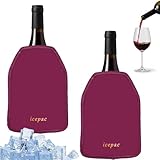 Weinkühler-Hülle, Weinflaschen-Gel-Kühlerhülle, Gefrierschrank, langlebig, hält Wein kühl und kühlt für Prosecco, Champagner, Bier, Weinflaschen (2 Stück, rot)