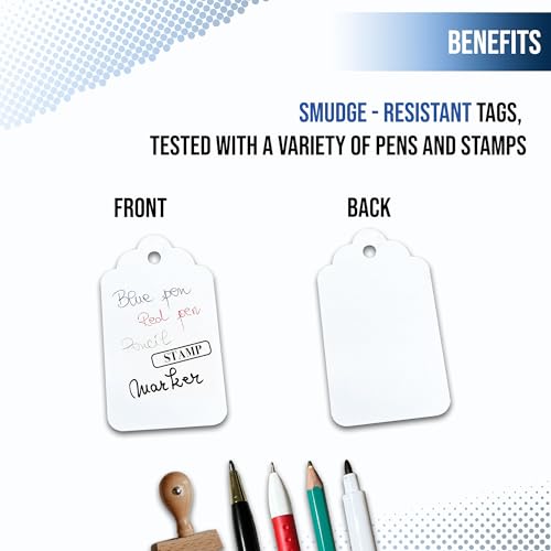 Image of 2000 White Price Tags - Strung Display Tags, 1.75 x 1.093 inch for Product, Jewelry, Clothing, Yard Sale, Garage Supplies