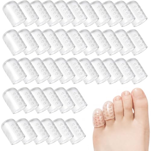 55 Pièces Protege Orteil Silicone,Transparent Capuchon Orteil,Protection Orteil Silicone Anti-Friction Respirant pour Pieds Doigts Ongles