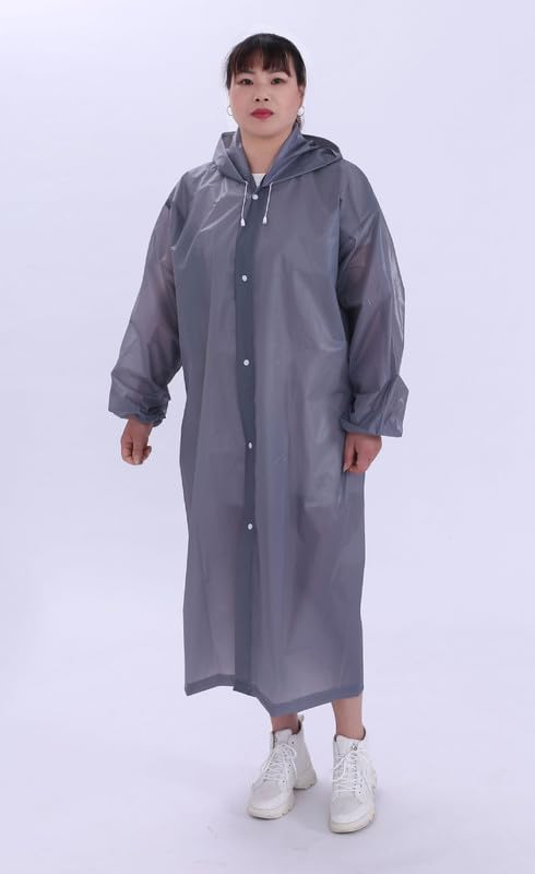 Image of FabNext� Unisex EVA Waterproof Transparent Rain Coat Hooded Outdoor Water Resistant Reusable Portable Raincoat Suit for Men & Women EVA Rain Coat (Free Size)