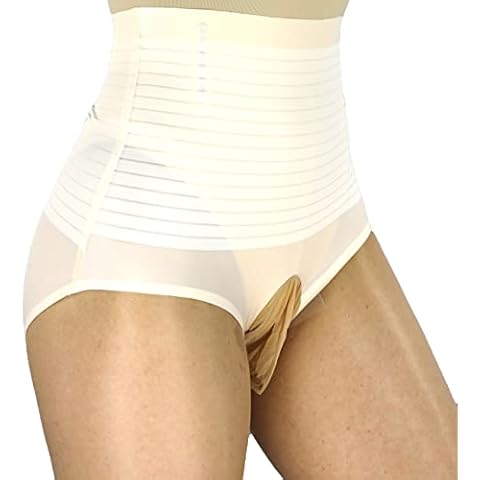 Mona's Choice Ice Silk High Waist Mens Shapewear Briefs/High Waist Mens Panties (Pouch, Nude, One Size) Cover