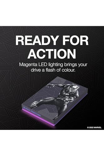 Image of Seagate Black Panther SE FireCuda External HDD - USB 3.2, Customizable RGB LED Magenta, Works with PC, Mac, PlayStation, and Xbox, with 3-yr Data Recovery Services (STLX2000401)