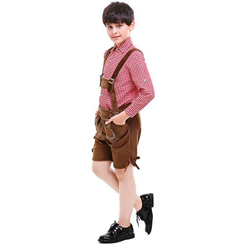 Cosharo German Costume Boy Oktoberfest Outfit Kids German Bavarian Dirndl Beer Costume German Lederhosen For Kids #TOP2