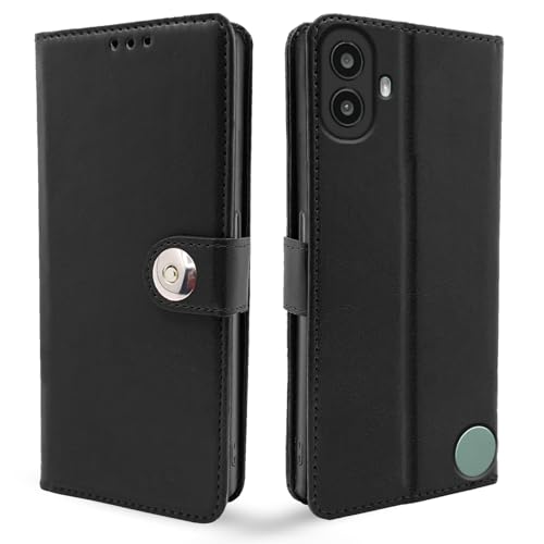 Image of Pikkme Flip Cover Leather Finish | Inside TPU with Card Pockets | Wallet Stand and Shock Proof | Complete Protection Button Flip Case for CMF by Nothing Phone 1 (Black)