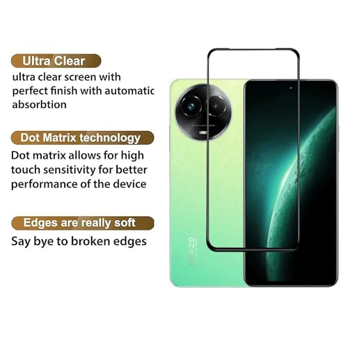 Image of DD SON Tempered Glass Screen Protector Compatible for Realme Narzo 60X 5G (11D) with Edge to Edge Coverage and Easy Installation kit,Black