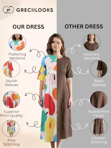 Image of GRECIILOOKS Women Dress for Women | Sleeveless Western One Piece Dress for Women Long | Casual Printed Summer Dresses for Beach & Stylish Party Outifits