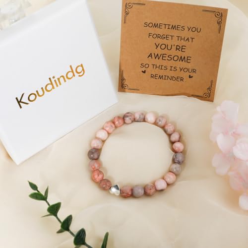 Inspirational Gifts for Her Women Natural Stone Beaded Bracelet Birthday Friendship Gifts Trendy Stuff for Easter Mothers Day Thanksgiving Thank You Teacher3