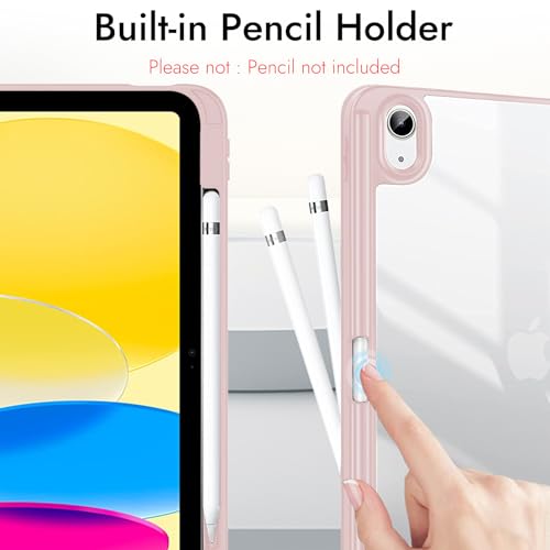 Image of Robustrion Cover for iPad 11th (A16) / 10th Generation Cover Case (2025 /2022) [Pencil Holder] (Right Side) [Auto Sleep Wake], Trifold Flip Stand Case for iPad 10th Gen / 11th Generation - Marble Pink