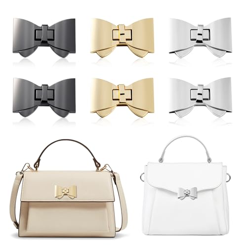 6 Pieces Bowknot Closure Turn Lock Clasp, Metal Purse Twist Turn Locks Purse Bag Closure Clasp for DIY Purse Handbag Making Accessories (Multicolor)