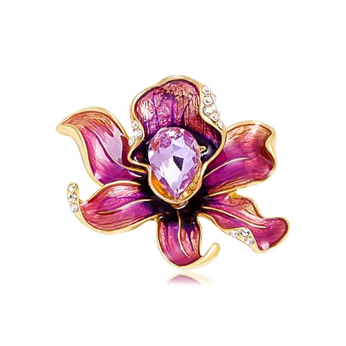 Image of Rhinestone Flower Brooch 18K Gold Plated Flower Floral Brooch Elegant Pearl Lapel Pin Costume Jewelry Thanksgiving Day Birthday Wedding Gifts for Mom Wife