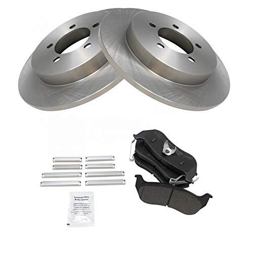 Image of TRQ Rear Brake Pad and Rotor Set Semi Metallic Rotors | For 2006-2010 Ford Explorer 2007-2010 Explorer Sport Trac 2006-2010 Mercury Mountaineer