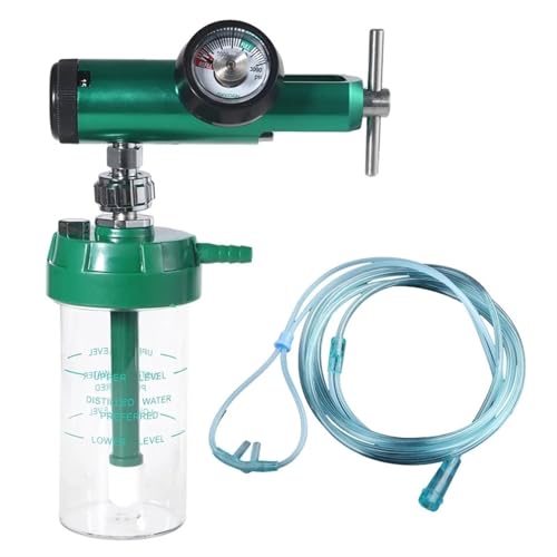 Pressure Gauge Regulator with Dry Humidifier Bottle & Flowmeter CGA-540 CGA870 3000PSI Pressure Reducing Va-lve