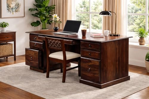 Image of Wooden Study Table with Chair for Students Study Desk Table Office Table for Work from Home Writing Office Desk Computer Desk (13)
