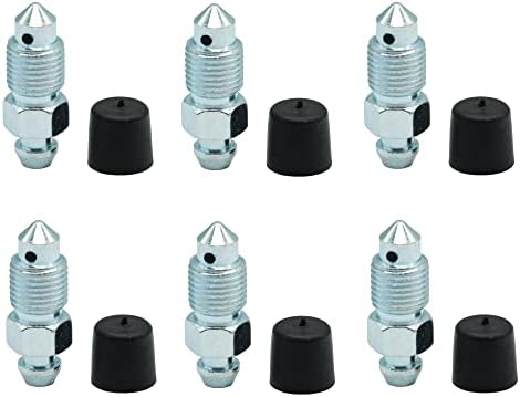6 PCS Brake Bleeder Screws,Bleeder Valve,Bleeders,Caliper Bleeder Screw with Rubber Cap M10x1.0-29.2mm, H9407-6,107391,Standard Metric Bleeding Screws Bleed Kit