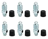 6 PCS Brake Bleeder Screws,Bleeder Valve,Bleeders,Caliper Bleeder Screw with Rubber Cap M10x1.0-29.2mm, H9407-6,107391,Standard Metric Bleeding Screws Bleed Kit