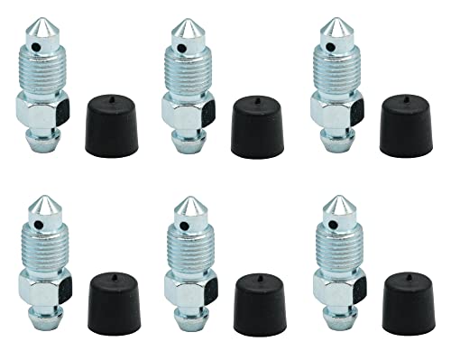 6 Pcs Brake Bleeder Screws,Bleeder Valve,Bleeders,Caliper Bleeder Screw With Rubber Cap M10X1.0-29.2Mm, H9407-6,107391,Standard Metric Bleeding Screws Bleed Kit #TOP4