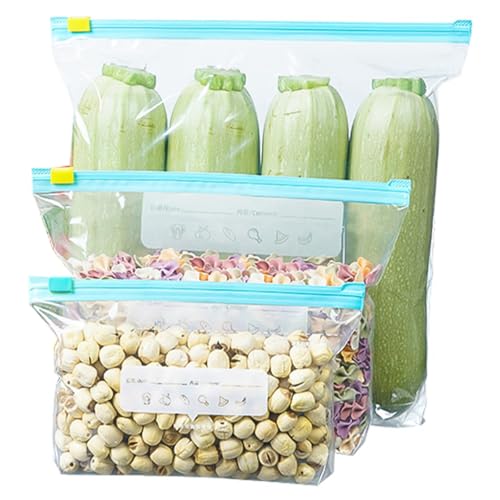 45 piezas Bolsas Herméticas,Material PE Bolsas de Congelar,3 Dimensiones Transparente Bolsas Congelacion,Transparente Gefrierbeutel Wiederverwendbar,para Almacenar Fruta,Verduras y Carne Sándwich