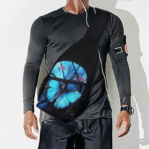 Sling Bag para Mujer y Hombre Azul con Mariposa miniatura 7