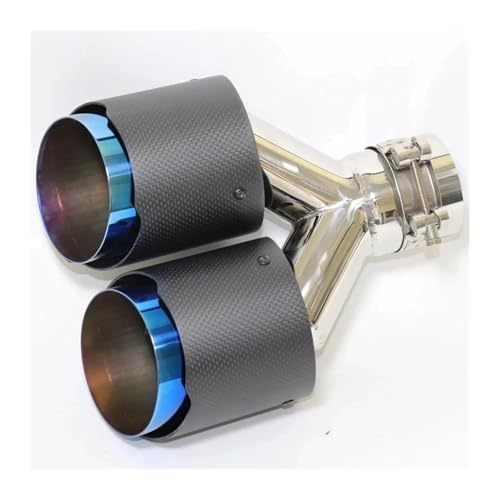 Silencieux voiture double sortie en carbone et acier inoxydable 63mm vers 89mm