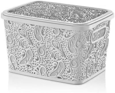 Ama-zing homes (10 ) Litre Storge Plastic Box With Lidded Basket Container Bedroom Home Kitchen Bathroom Office (White)