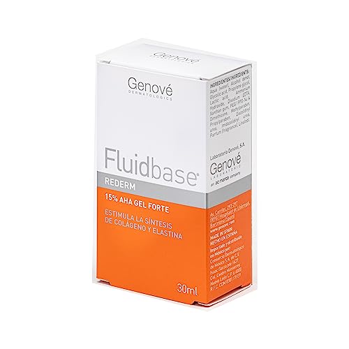 Fluidbase Rederm | 15% AHA Gel Forte | Antiaging | Pieles Secas y Acnéicas | Deja la Piel Suave y Lisa | Combate Arrugas, Hiperpigmentación, Acné-Moderado y Lesiones Actínicas | 30 ml