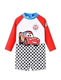 Disney Cars Lightning McQueen Baby Swimsuit for Boys Toddler Bathing Suit UPF 50+ Zipper Long Sleeves Quick Dry Red 2 Years