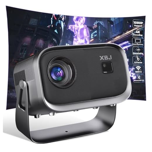 XBJ [Built-in Apps/Electric Focus/300 ANSI] K6 Mini Portable Projector, Wifi 6, Bluetooth, Smart Movie Projector for Bedroom, Support 4K, Auto Keystone, Compatible with TV Stick/Smartphone/Laptop