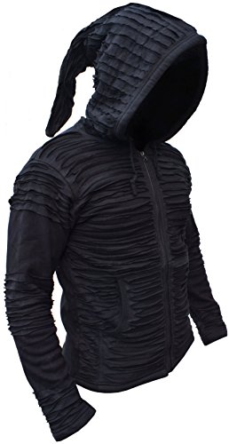 Gheri Men's Cotton Black Razor Cut Ripped Hoodie Jacket2