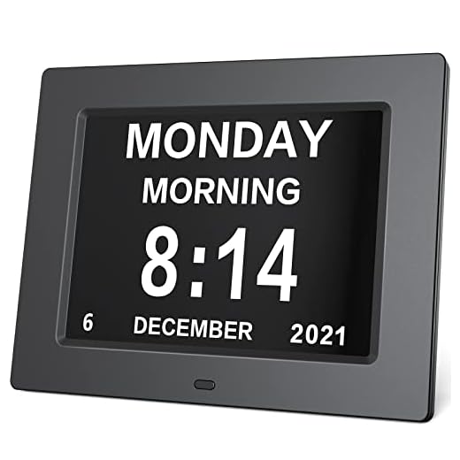 Day Clock Premium Digital Alarm Clock with Extra Large LCD Screen ,Electronic Wall Clock & 5 Alarm Options,Perfect for Seniors