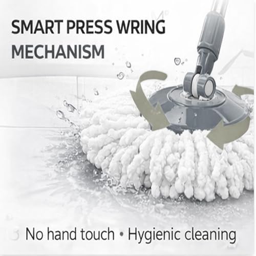 Image of New Spin Mop Stick Rod Only Mop with Stick | Spinning Mop Stick with Stainless Steel Handle & 1 Microfiber Refills | Adjustable Heavy Duty Mop Rod for Floor Cleaning (Grey)