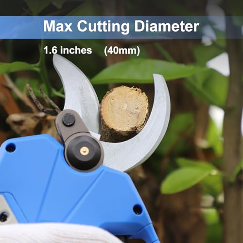 Electric Pruning Shears- Cutting 1.6inch Diameter Professional Gardening Electric Shears, Heavy Duty Branch Pruner, 2 Pack 2000mAh Batteries, SK5 Replacement Blades, Fast Charger