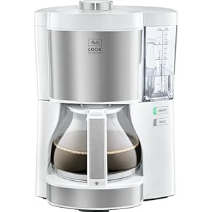 Melitta Look V Perfection 1025-05 Filter Coffee Maker, 10 to 15 Cups, Removable Water Tank and Descaling Program, White/Stainless Steel