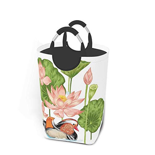 Wäschesack,Enten-Mandarine im Teich-Druck,Großer faltbarer Wäschekorb,zusammenklappbarer Wäschekorb,zusammenklappbarer Waschvorratsbehälter