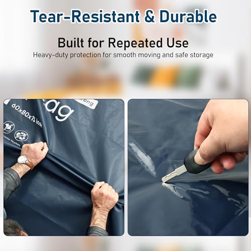 Image of ZCHENBS - Full /Full XL Mattress Bags for Moving, Waterproof Mattress Storage Bag with Zipper, Heavy-Duty 5 Mil Ultra-Thick Bed Protector Cover for Moving, Reusable (Solid /Black, 1 Pack)